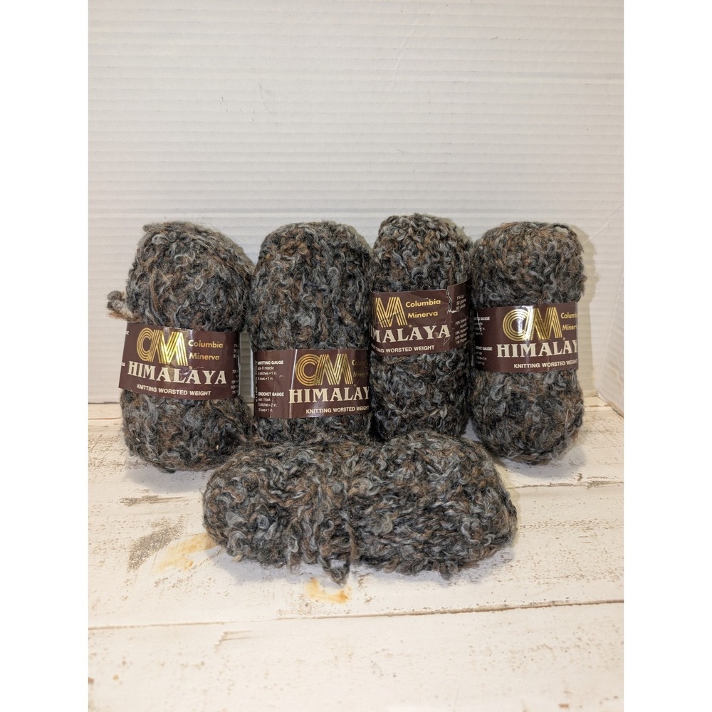 Vntg Columbia Minerva Cottrene Worsted Weight Yarn - Brown W/Gray - Lot Of 4.5
